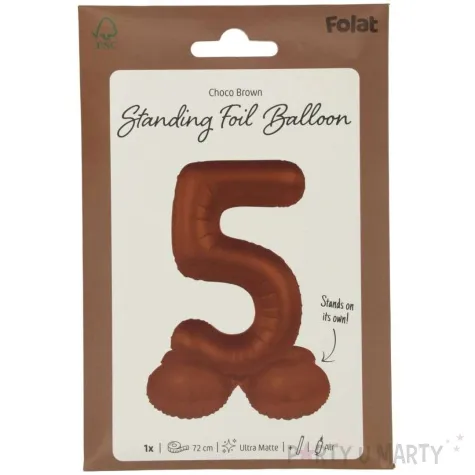 balon foliowy cyfra 5 mat stojaca braz czekoladowy folat 28 dgt