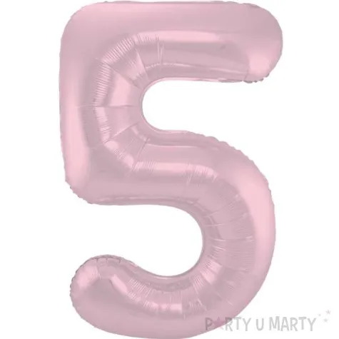 balon foliowy cyfra 5 metaliczny mat rozowy pastelowy folat 34 dgt