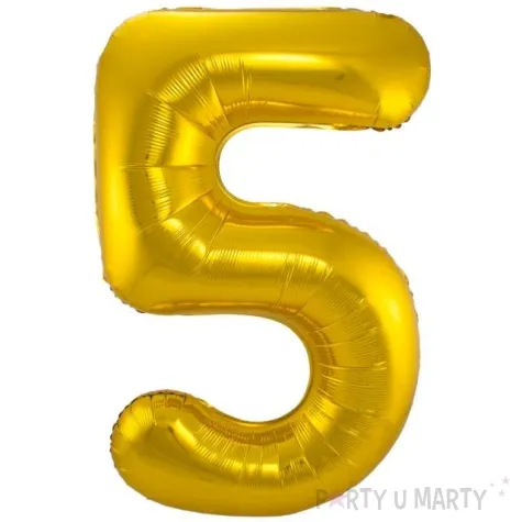 balon foliowy cyfra 5 metaliczny zloty folat 34 dgt