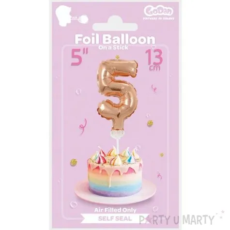 balon foliowy cyfra 5 micro 5 godan rozowo zlota