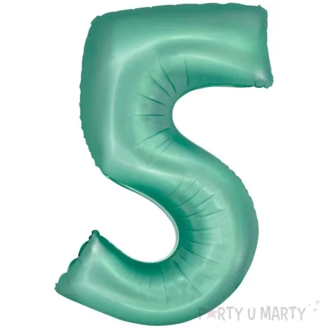 balon foliowy cyfra 5 mietowy matowy godan 30 dgt