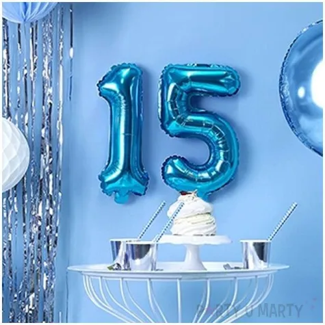 balon foliowy cyfra 5 niebieski partydeco 14 dgt