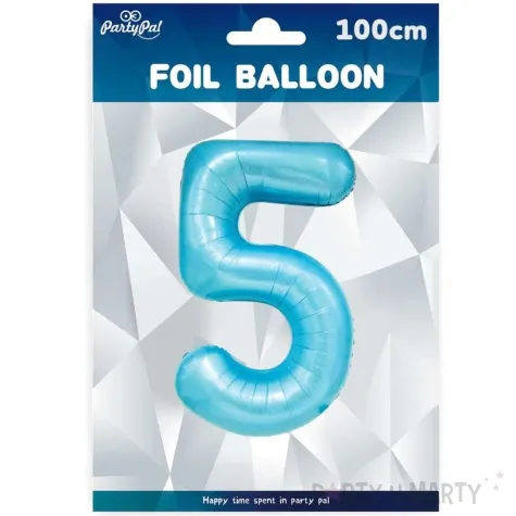 balon foliowy cyfra 5 niebieski partypal 39 dgt