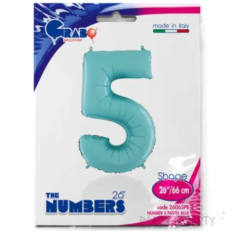 balon foliowy cyfra 5 niebieski pastel grabo 26 dgt