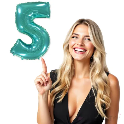 balon foliowy cyfra 5 niebieski tiffany flexmetal 34 dgt