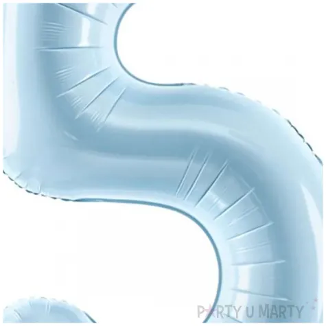 balon foliowy cyfra 5 pastel blekitny partydeco 34 dgt