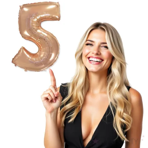 balon foliowy cyfra 5 rozowe zloto flexmetal 34 dgt