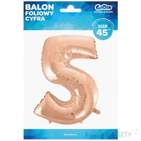 balon foliowy cyfra 5 rozowe zloto godan 45 dgt