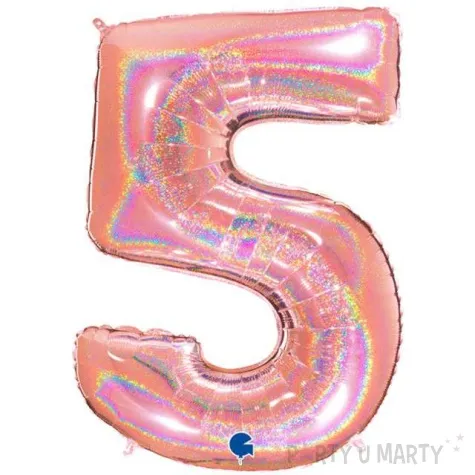 balon foliowy cyfra 5 rozowe zloto grabo 40 dgt