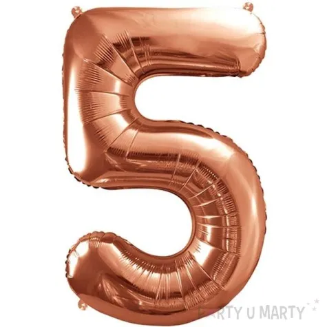 balon foliowy cyfra 5 rozowe zloto partydeco 34 dgt