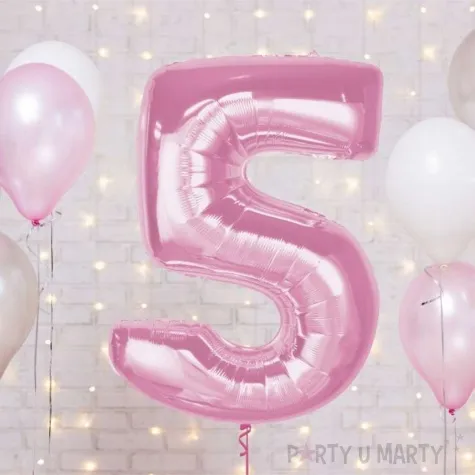 balon foliowy cyfra 5 rozowy jasny godan 36 dgt