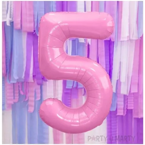 balon foliowy cyfra 5 rozowy partydeco 34 dgt
