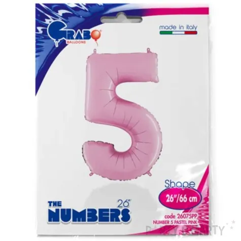 balon foliowy cyfra 5 rozowy pastel grabo 26 dgt