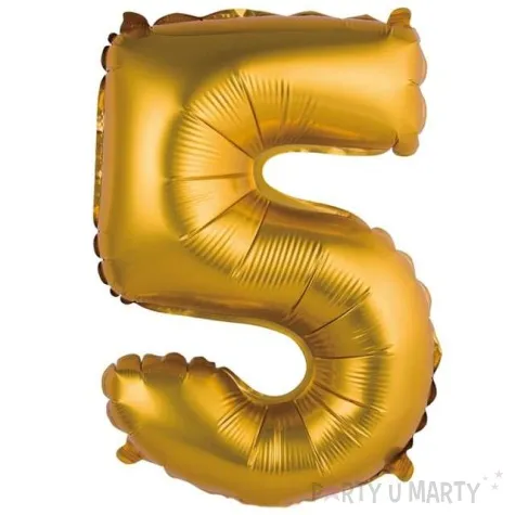 balon foliowy cyfra 5 satynowa zloty godan 14 dgt