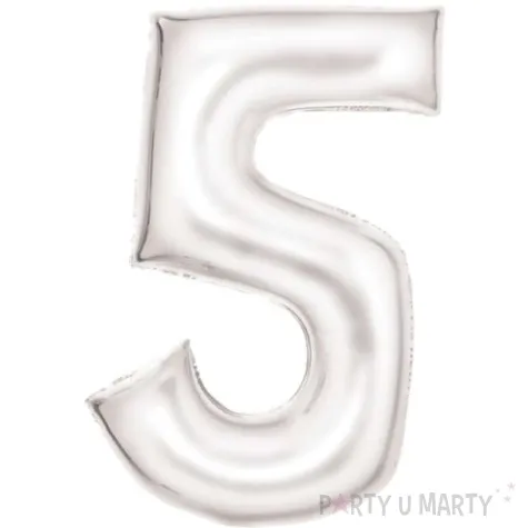 balon foliowy cyfra 5 satynowy bialy amscan 34 dgt