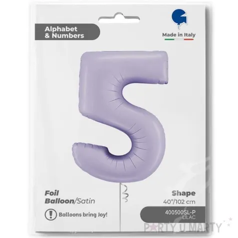 balon foliowy cyfra 5 satynowy liliowy grabo 40 dgt