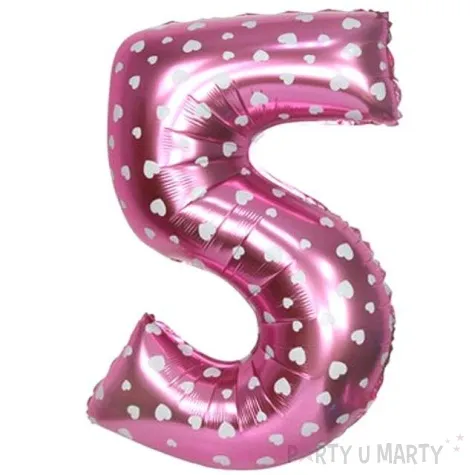 balon foliowy cyfra 5 serduszka rozowy oem 16 dgt