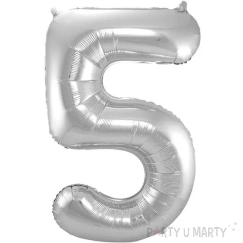 balon foliowy cyfra 5 srebrny folat 34 dgt