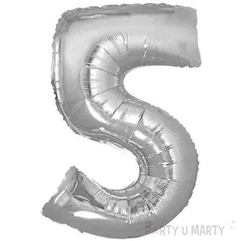 balon foliowy cyfra 5 srebrny godan 14 dgt
