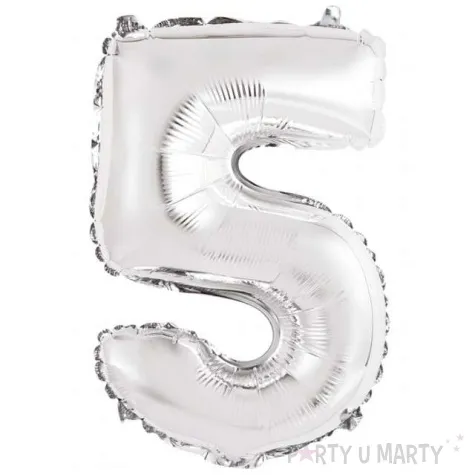 balon foliowy cyfra 5 srebrny godan 14 dgt