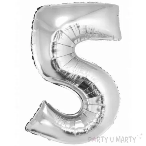 balon foliowy cyfra 5 srebrny godan 34 dgt