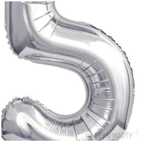 balon foliowy cyfra 5 stojaca srebrny godan 15 dgt