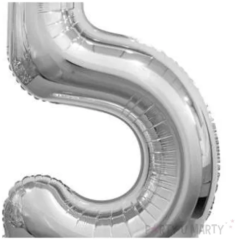 balon foliowy cyfra 5 stojaca srebrny godan 29 dgt