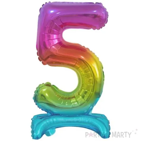 balon foliowy cyfra 5 stojaca teczowy godan 15 dgt