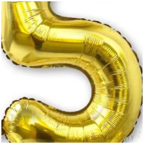 balon foliowy cyfra 5 stojaca zloty dekoracjepolska 30 dgt