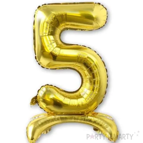 balon foliowy cyfra 5 stojaca zloty dekoracjepolska 30 dgt