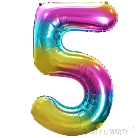 balon foliowy cyfra 5 teczowy godan 34 dgt