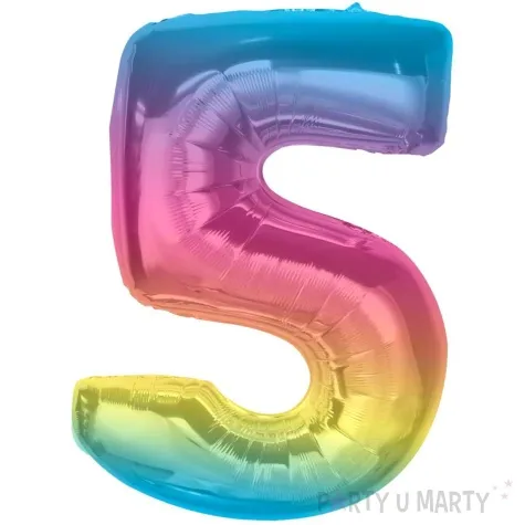 balon foliowy cyfra 5 teczowy godan 36 dgt