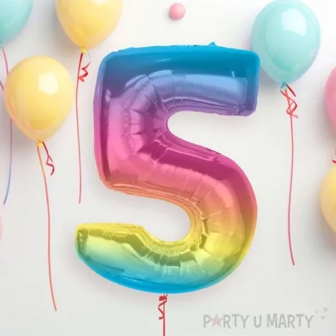 balon foliowy cyfra 5 teczowy godan 36 dgt