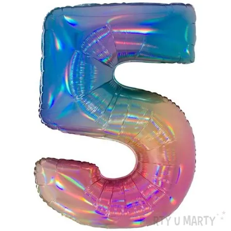 balon foliowy cyfra 5 teczowy grabo 40 dgt