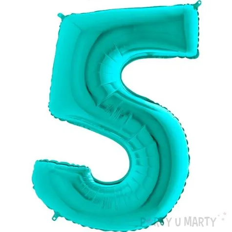 balon foliowy cyfra 5 turkusowy grabo 40 dgt