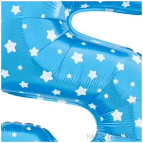 balon foliowy cyfra 5 w gwiazdki niebieski jix 18 dgt