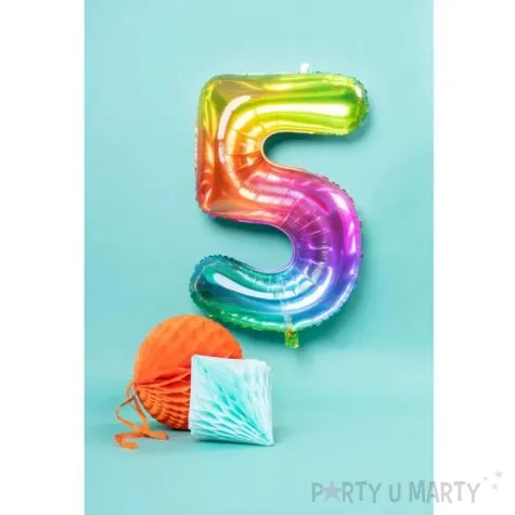 balon foliowy cyfra 5 yummy gummy rainbow teczowy folat 34 dgt