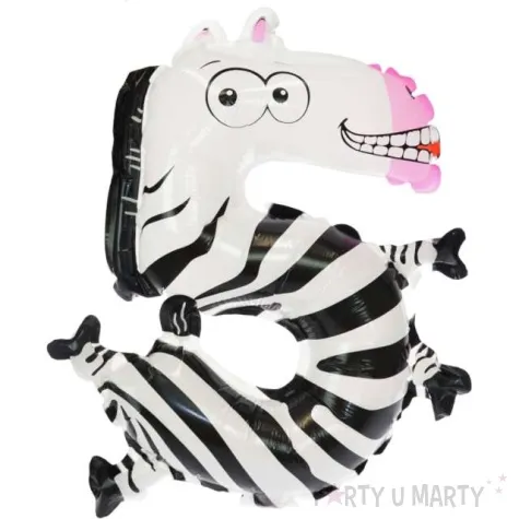 balon foliowy cyfra 5 zebra arpex 18 shp