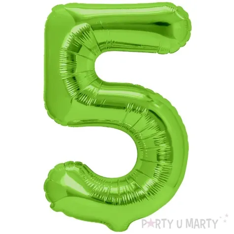 balon foliowy cyfra 5 zielone jabluszko partypal 39 dgt