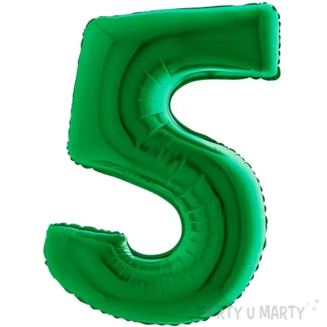 balon foliowy cyfra 5 zielony grabo 14 dgt