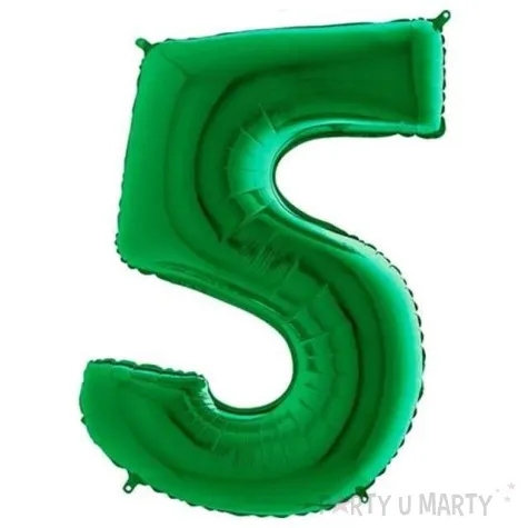 balon foliowy cyfra 5 zielony grabo 40 dgt