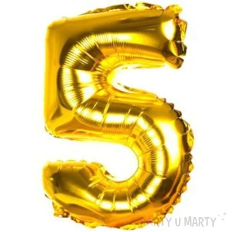 balon foliowy cyfra 5 zloty czakos 14 dgt