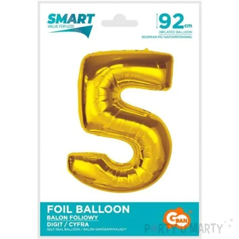 balon foliowy cyfra 5 zloty godan 36 dgt