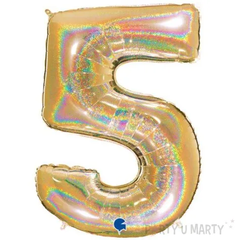 balon foliowy cyfra 5 zloty grabo 40 dgt