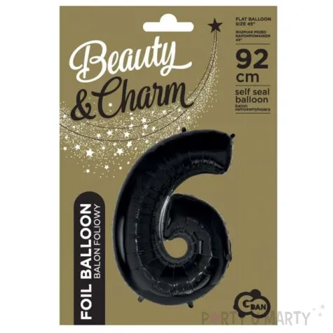 balon foliowy cyfra 6 beauty and charm czarny godan 36 dgt