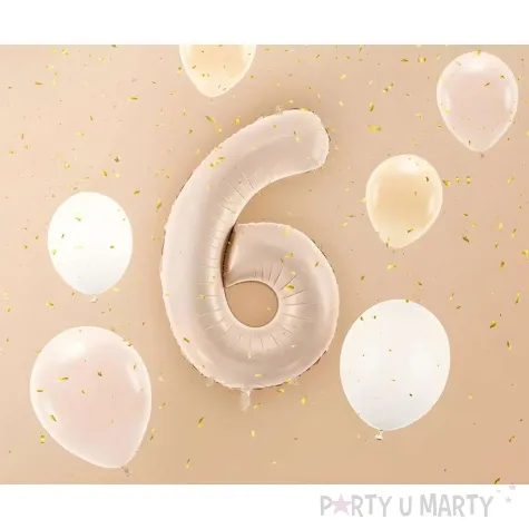 balon foliowy cyfra 6 bezowy ciemny partydeco 34 dgt