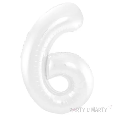 balon foliowy cyfra 6 bialy jix 40 dgt