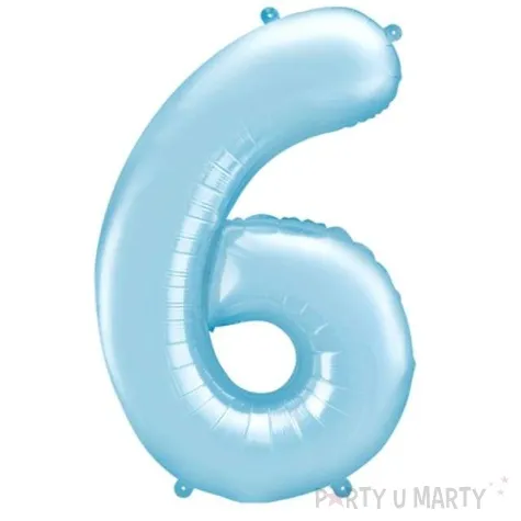 balon foliowy cyfra 6 blekitny partydeco 34 dgt
