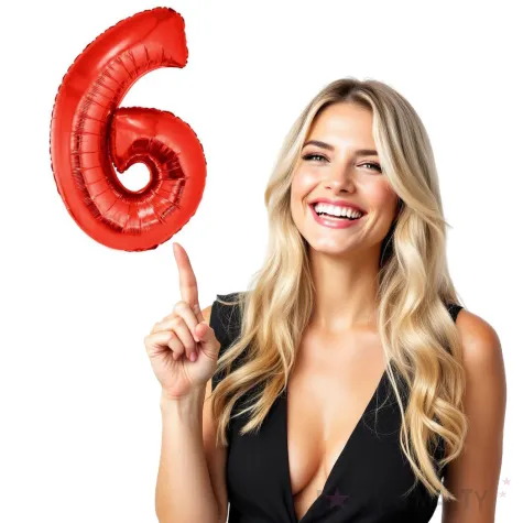 balon foliowy cyfra 6 czerwony funny fashion 40 dgt