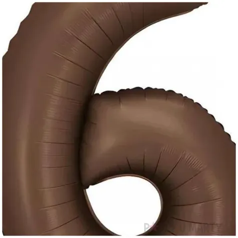 balon foliowy cyfra 6 dekoracja na urodziny brazowy matowy 34 dgt